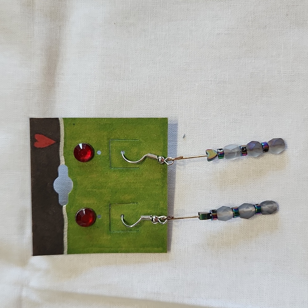Hand-made pierced earrings by Erica's Jewelry set of 2